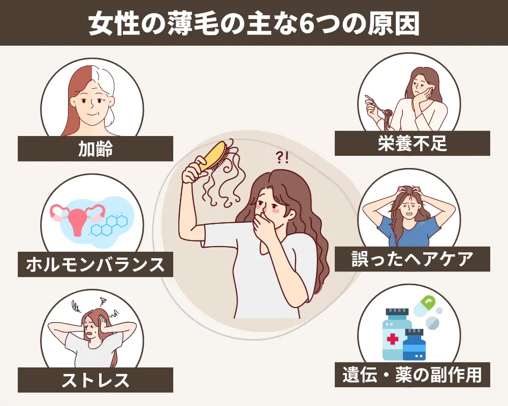 女性の薄毛の主な6つの原因
