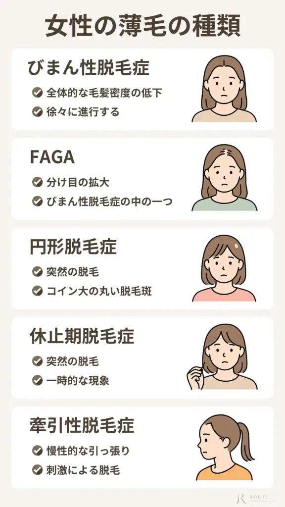 女性の薄毛の種類