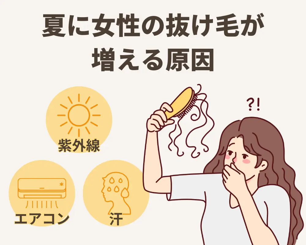 夏に女性の抜け毛が増える原因