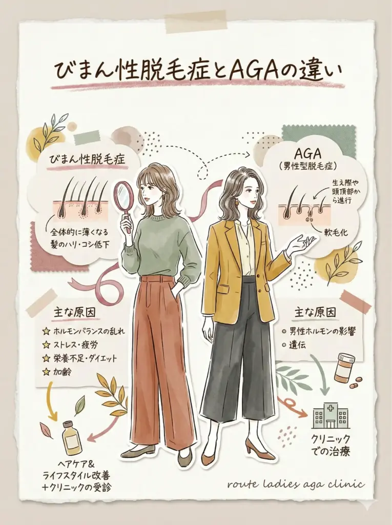 びまん性脱毛症とAGAの違い