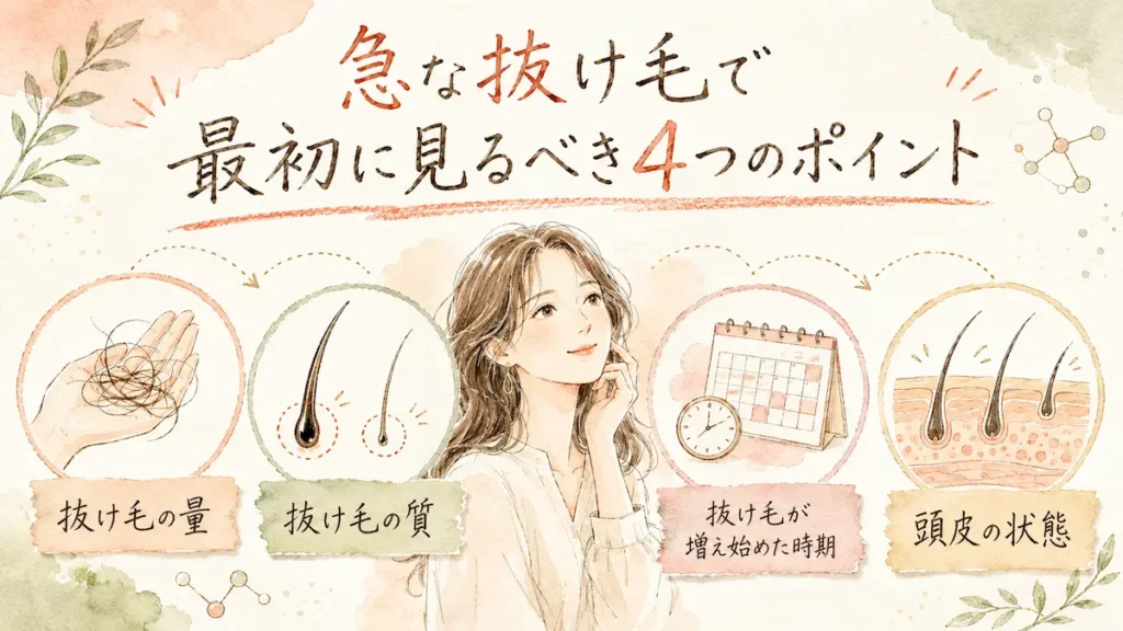 急な抜け毛で最初に見るべき4つのポイント